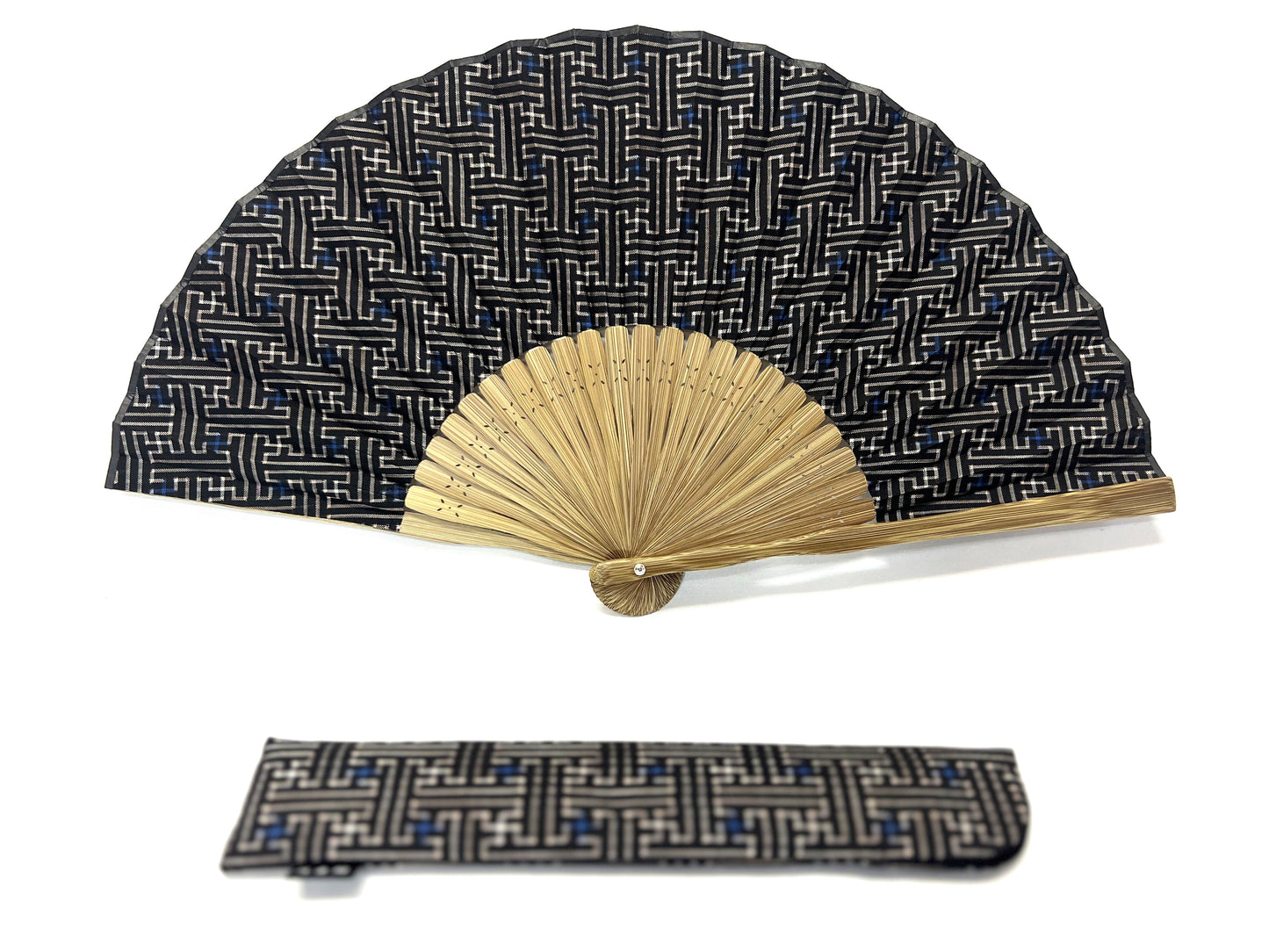 Japanese Folding Fan + Case Set