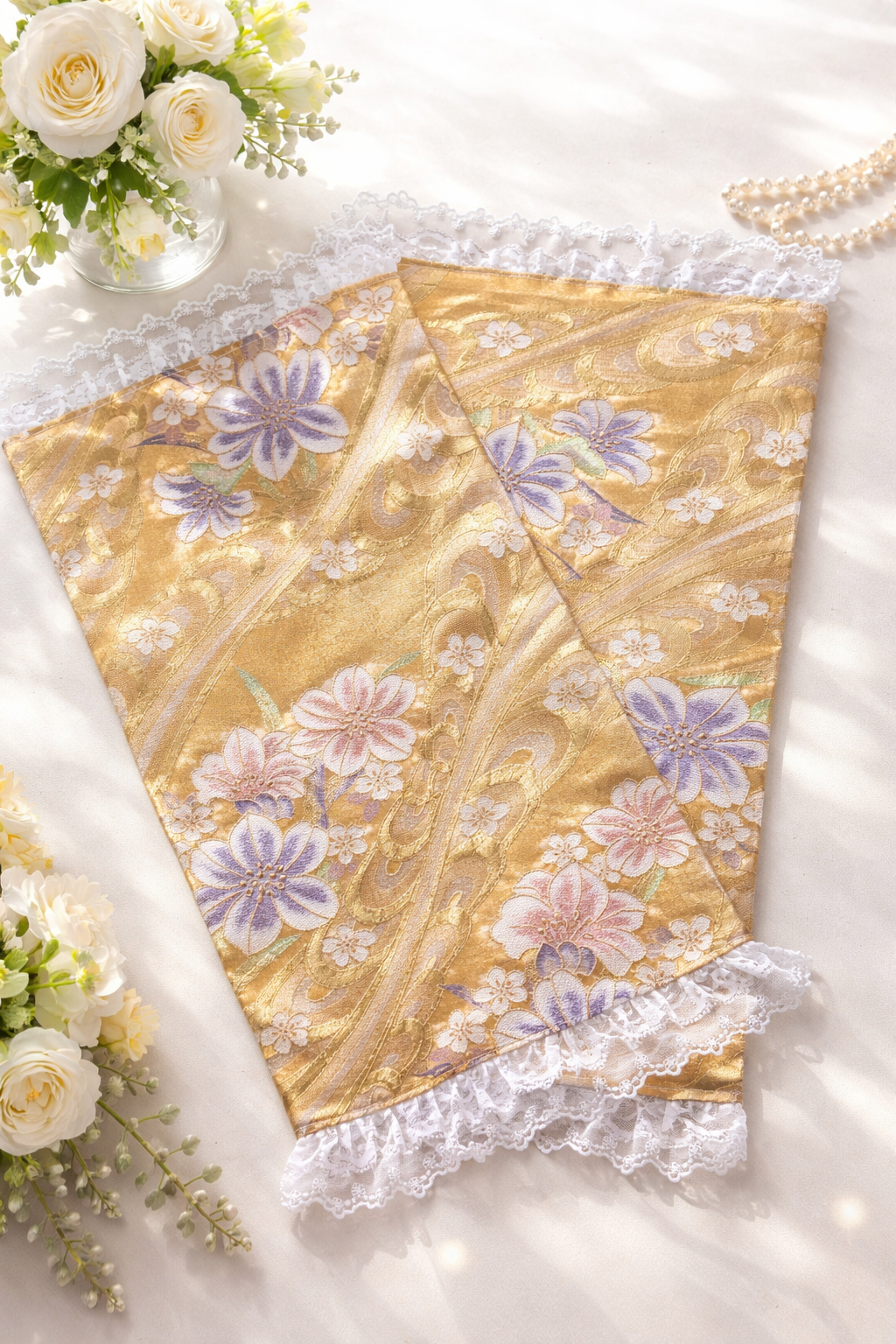 Handgefertigter Vintage Kimono Obi Tischläufer / Platzset