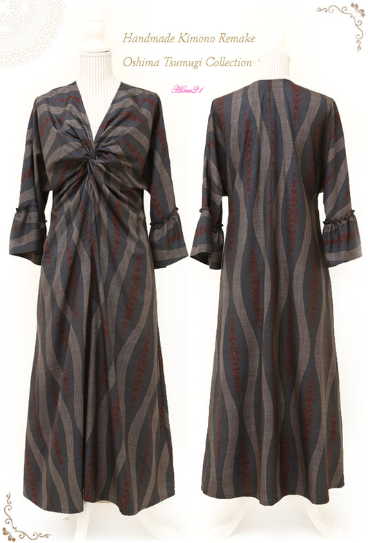 Long-length twisted dress (upcycle)