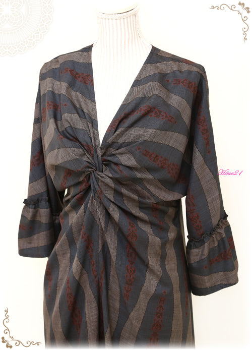 Long-length twisted dress (upcycle)