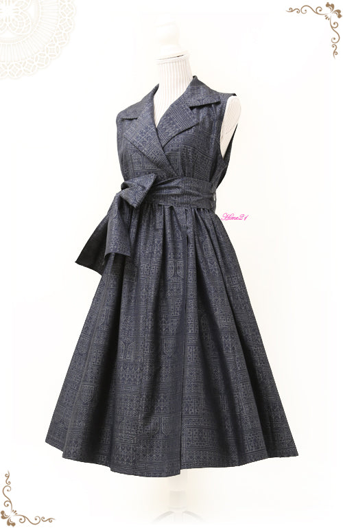 1950s-Inspired Open-Collar Cache-Coeur Wrap Dress * Flared Long Length (upcycle)